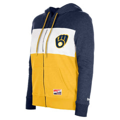Milwaukee Brewers New Era Women's Color Block Full-Zip Hoodie Jacket Clearance