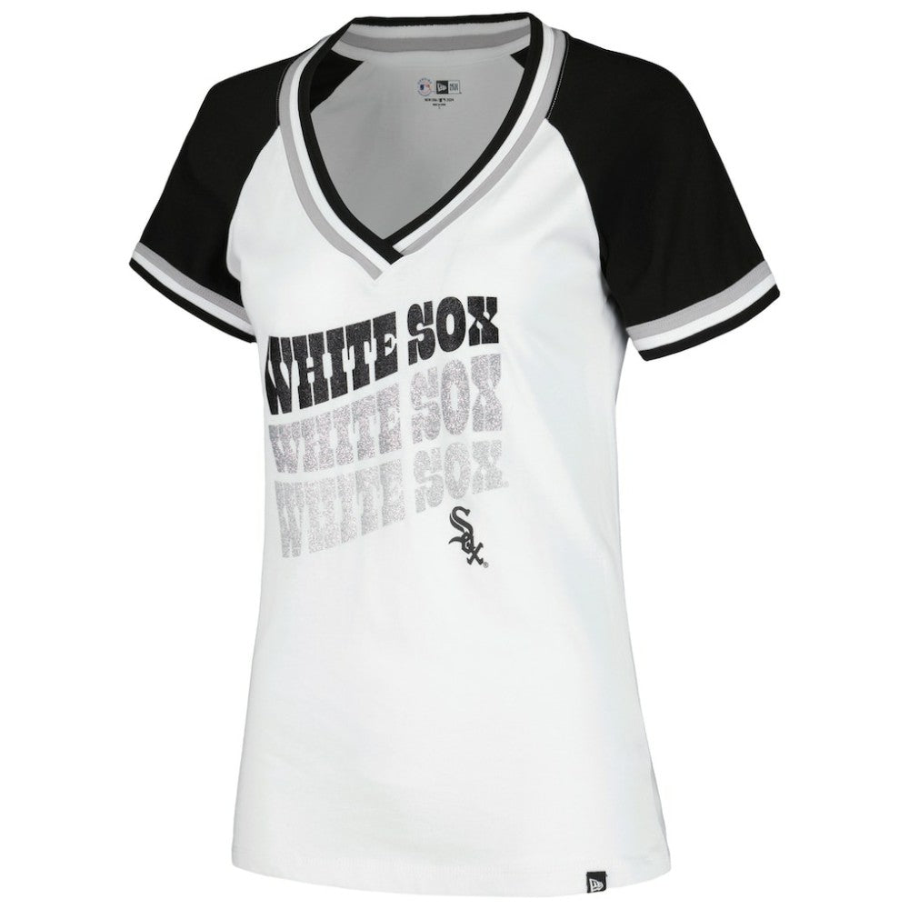 Chicago White Sox New Era Women's Jersey Double Binding Raglan V-Neck T-Shirt Near Me