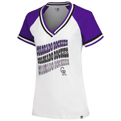 Colorado Rockies New Era Women's Jersey Double Binding Raglan V-Neck T-Shirt for sale