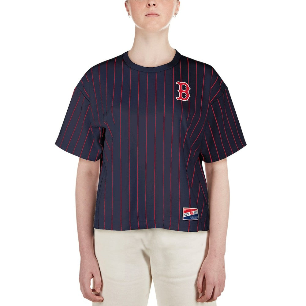 Boston Red Sox New Era Women's Boxy Pinstripe T-Shirt Sale