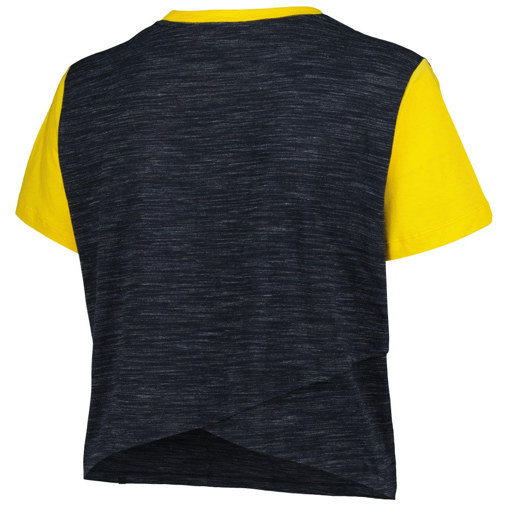 Milwaukee Brewers New Era Women's Plus Size Crossover Back Cropped T-Shirt Lifestyle