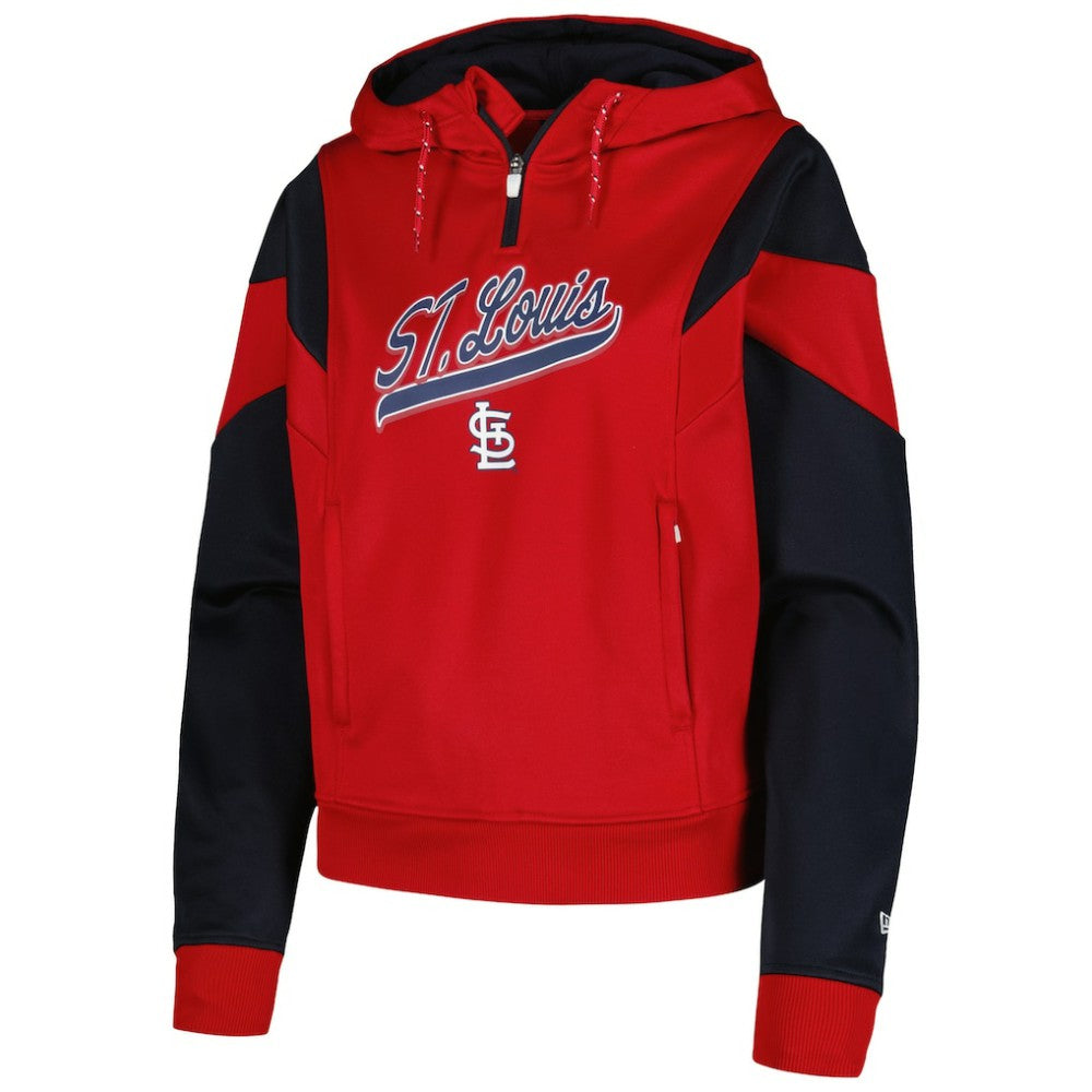 St. Louis Cardinals New Era Women's Color Block Fleece Quarter-Zip Hoodie Clearance