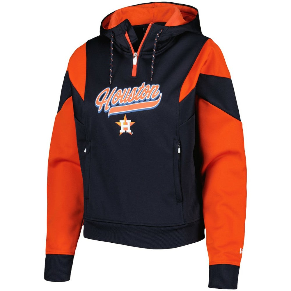 Houston Astros New Era Women's Color Block Fleece Quarter-Zip Hoodie On Sale