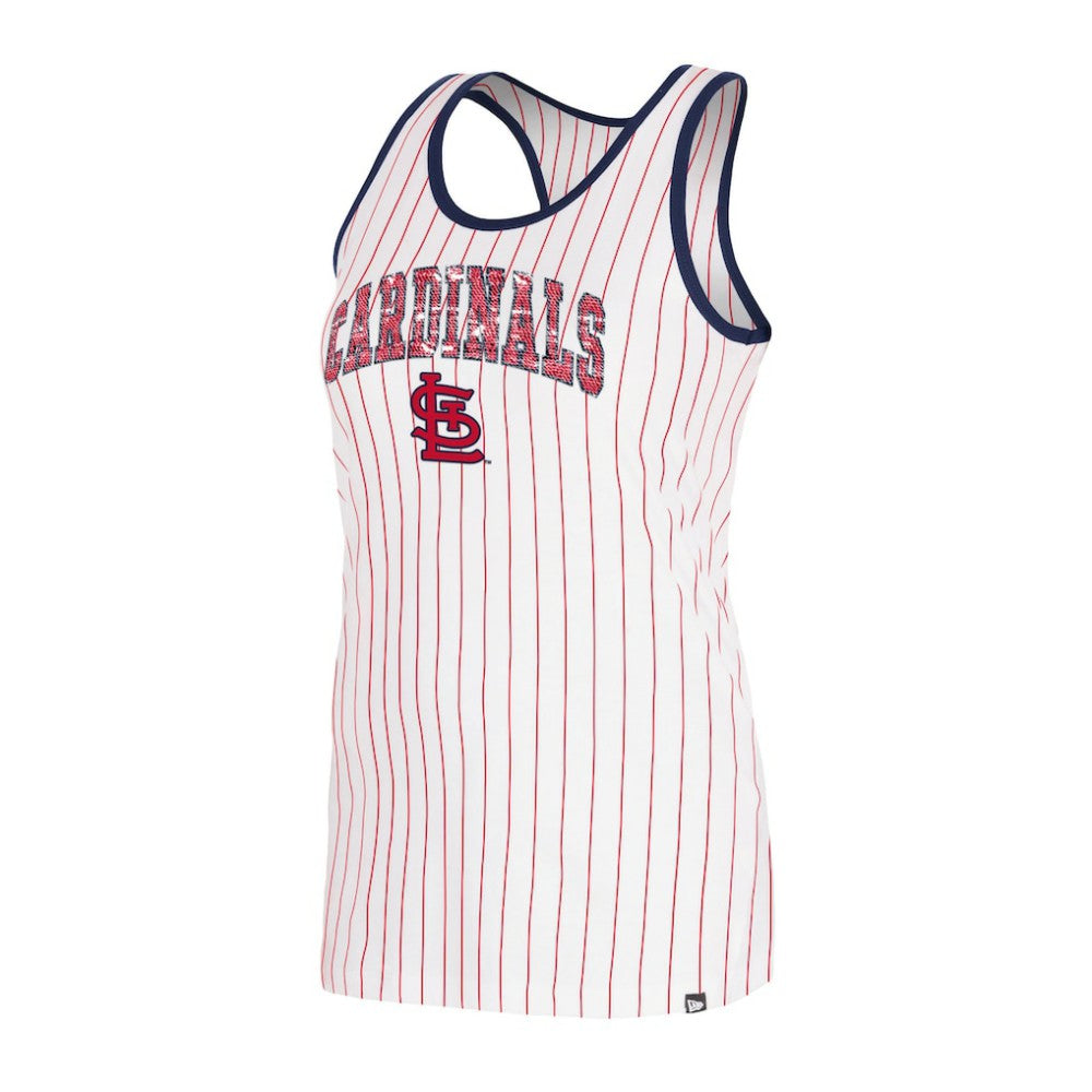 St. Louis Cardinals New Era Women's Sequin Pinstripe Racerback Tank Top for sale