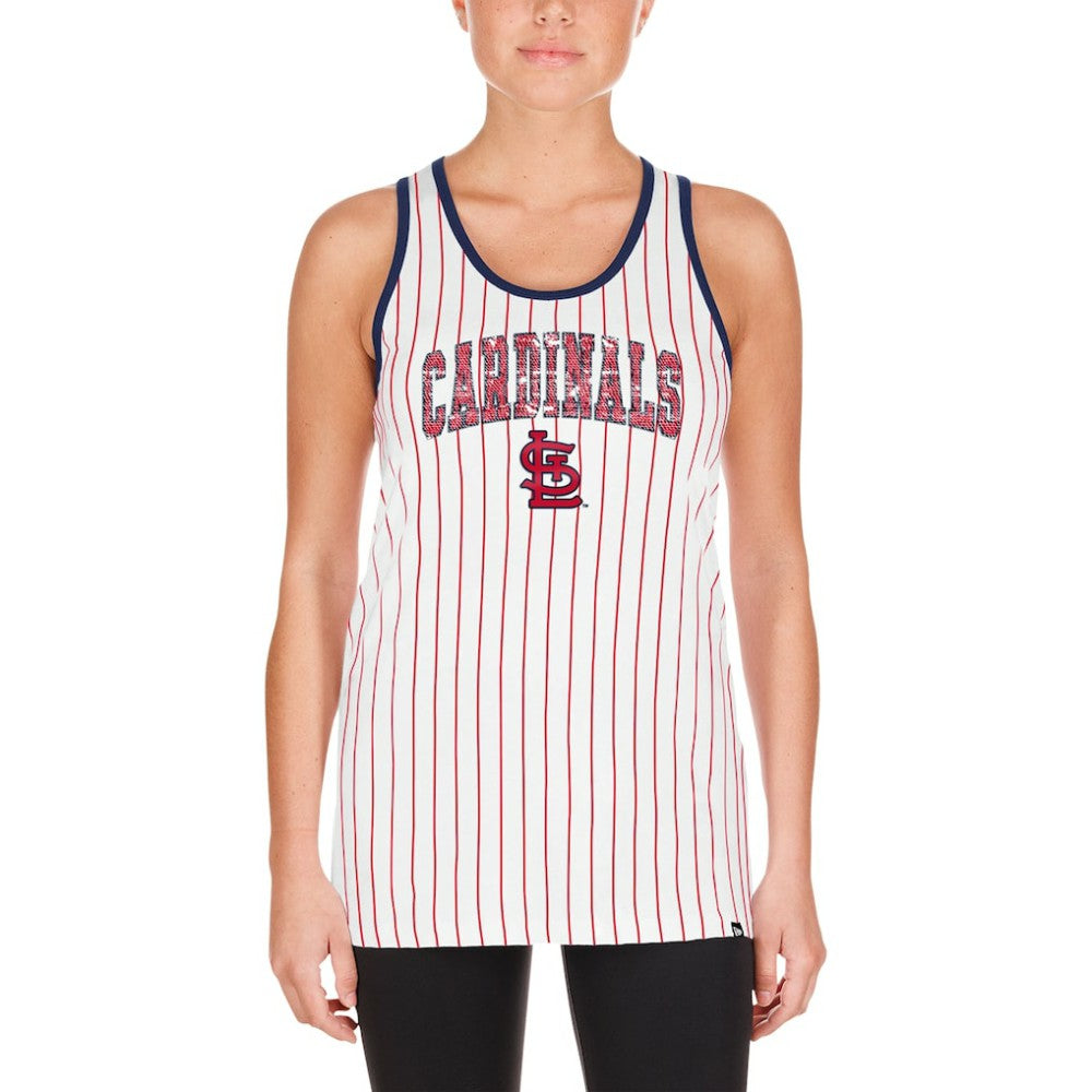 St. Louis Cardinals New Era Women's Sequin Pinstripe Racerback Tank Top for sale