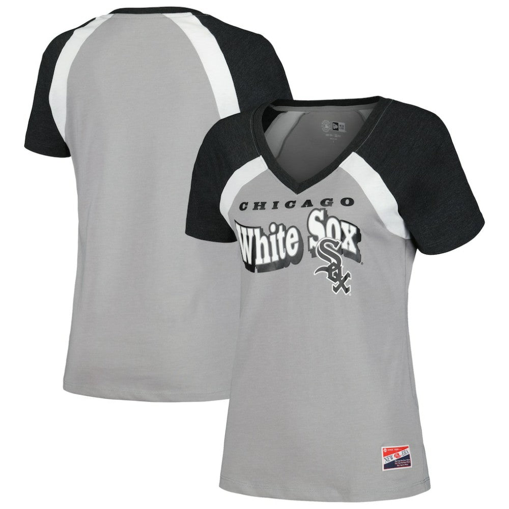 Chicago White Sox New Era Women's Heathered Raglan V-Neck T-Shirt for sale