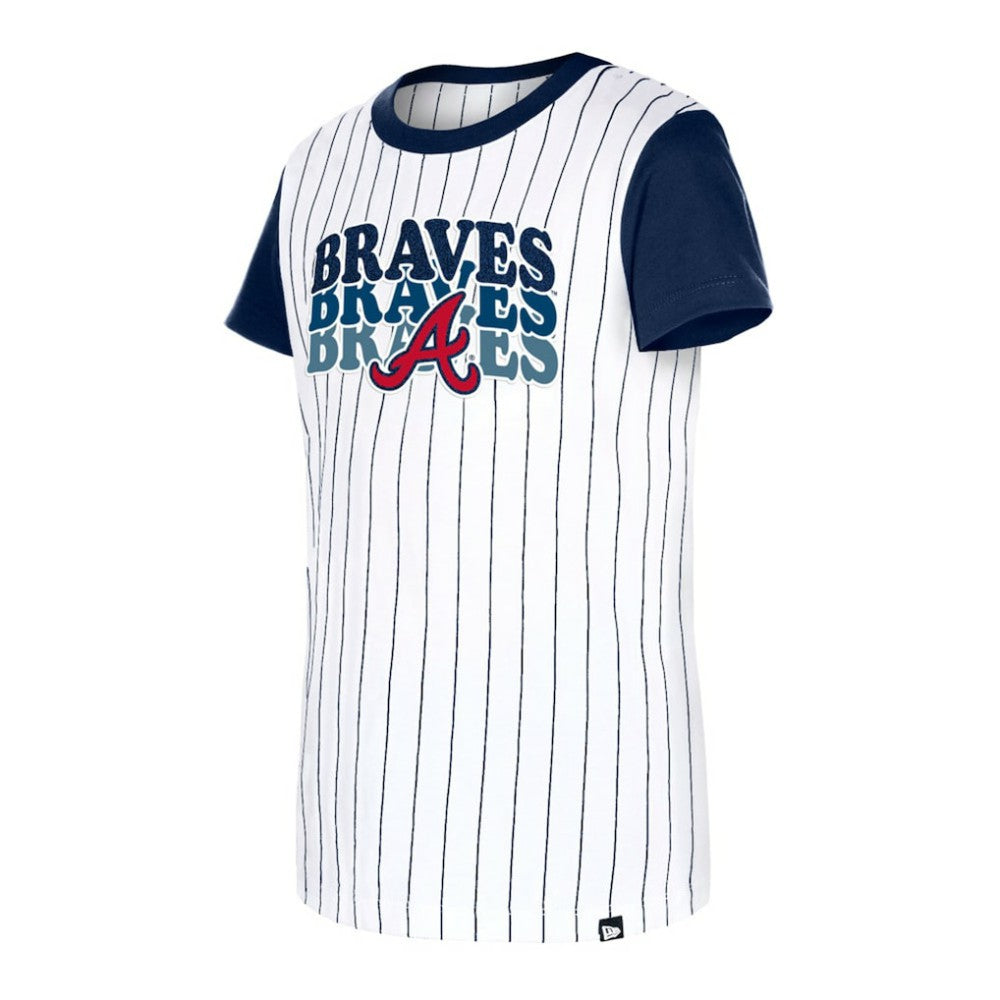 Atlanta Braves New Era Girls Youth Pinstripe T-Shirt for sale