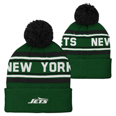 New York Jets Youth Jacquard Cuffed Knit Hat with Pom Green - NFL