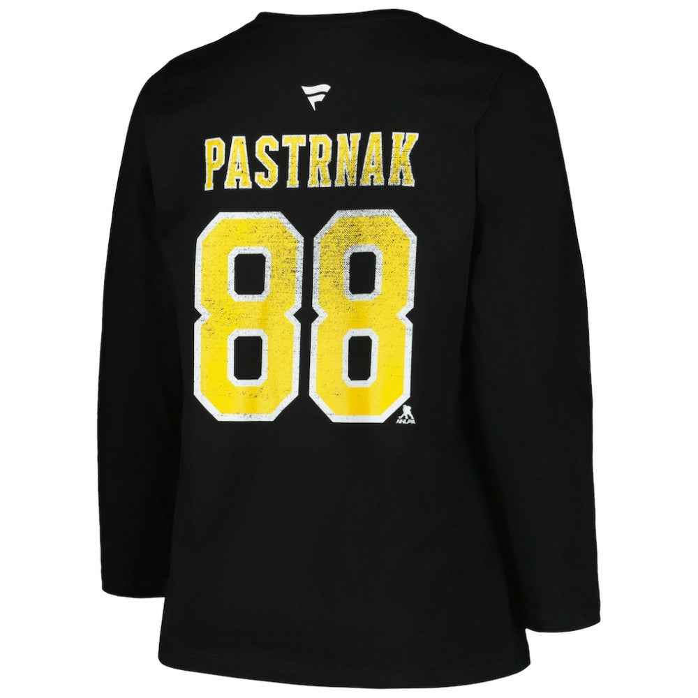 Boston Bruins Profile Women's Plus Size Distressed Printed Name & Number Long Sleeve T-Shirt Black