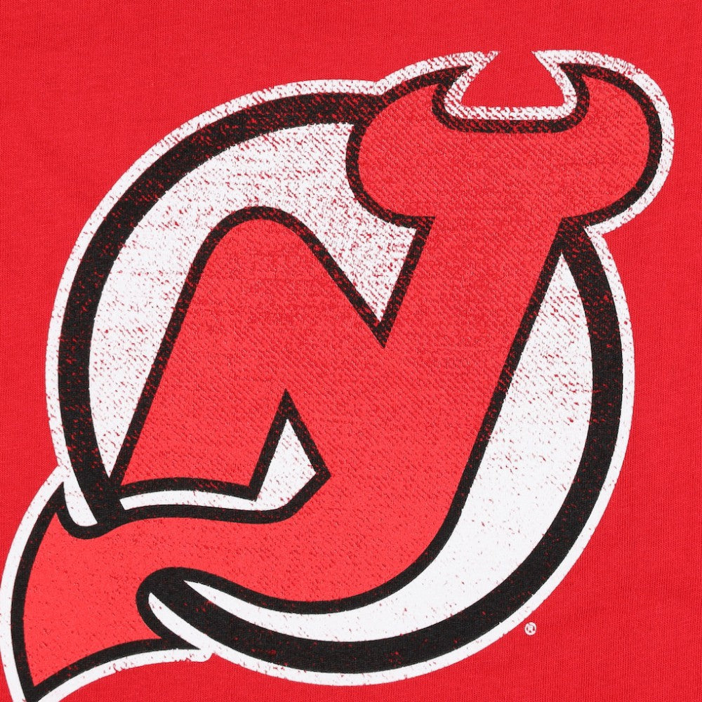 New Jersey Devils - Profile Women's Plus Size Distressed Printed Name & Number Long Sleeve T-Shirt Red