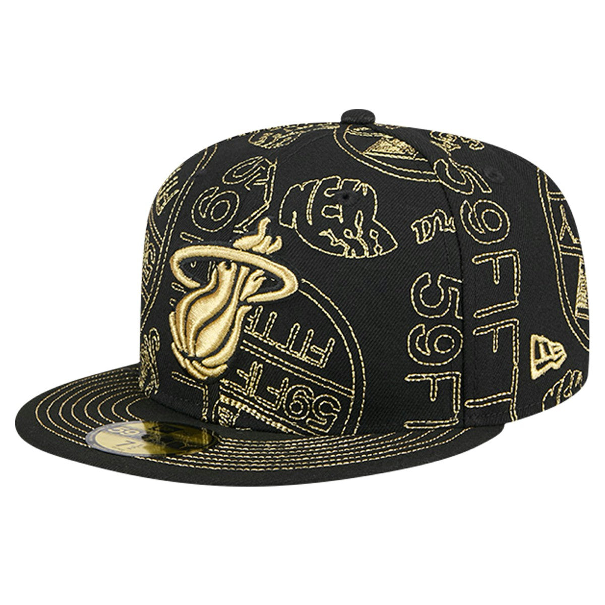 New Era - Miami Heat 59FIFTY Day Allover Print Stencil Fitted Hat - Black