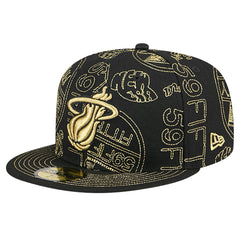New Era - Miami Heat 59FIFTY Day Allover Print Stencil Fitted Hat - Black