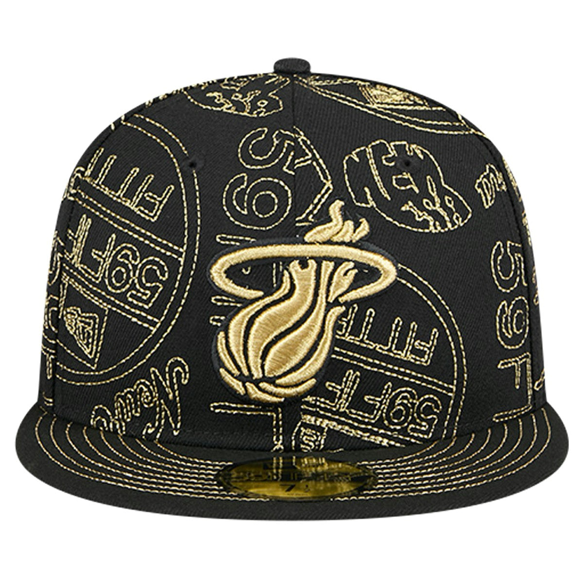 New Era - Miami Heat 59FIFTY Day Allover Print Stencil Fitted Hat - Black