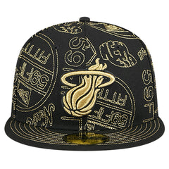 New Era - Miami Heat 59FIFTY Day Allover Print Stencil Fitted Hat - Black