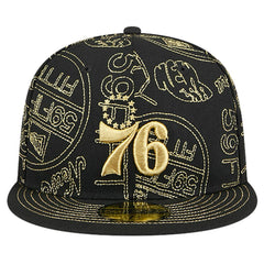 New Era - Philadelphia 76ers 59FIFTY Day Allover Print Stencil Fitted Hat - Black