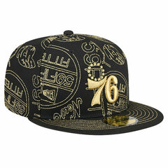 New Era - Philadelphia 76ers 59FIFTY Day Allover Print Stencil Fitted Hat - Black