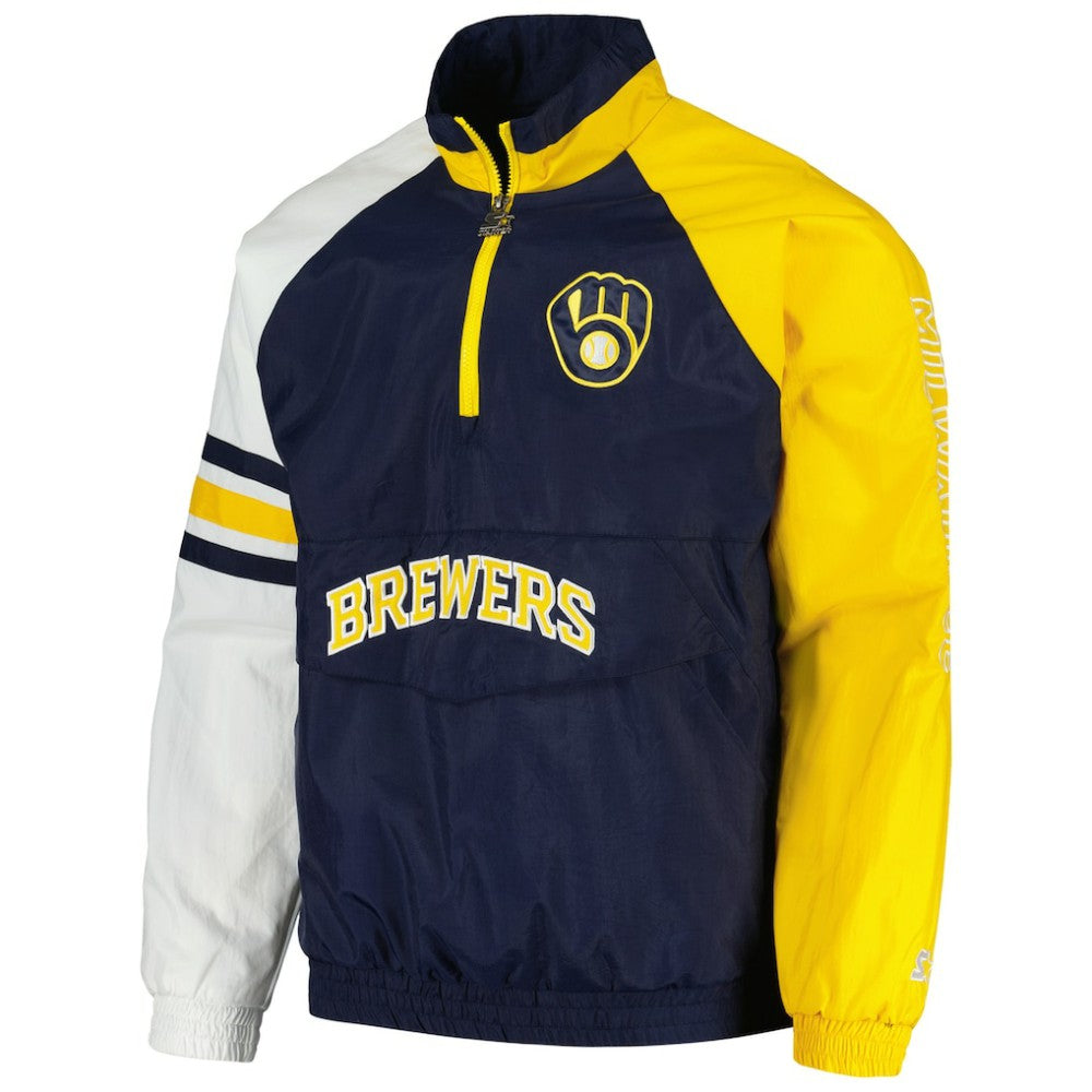 Milwaukee Brewers Starter Elite Raglan Half-Zip Jacket On Sale