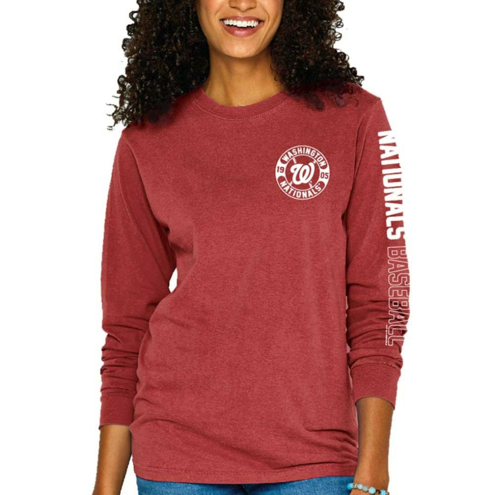 Washington Nationals Soft as a Grape Women's Pigment-Dyed Long Sleeve T-Shirt Online
