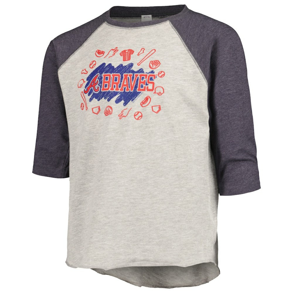 Atlanta Braves Soft as a Grape Youth Raglan 3/4 Sleeve T-Shirt Online