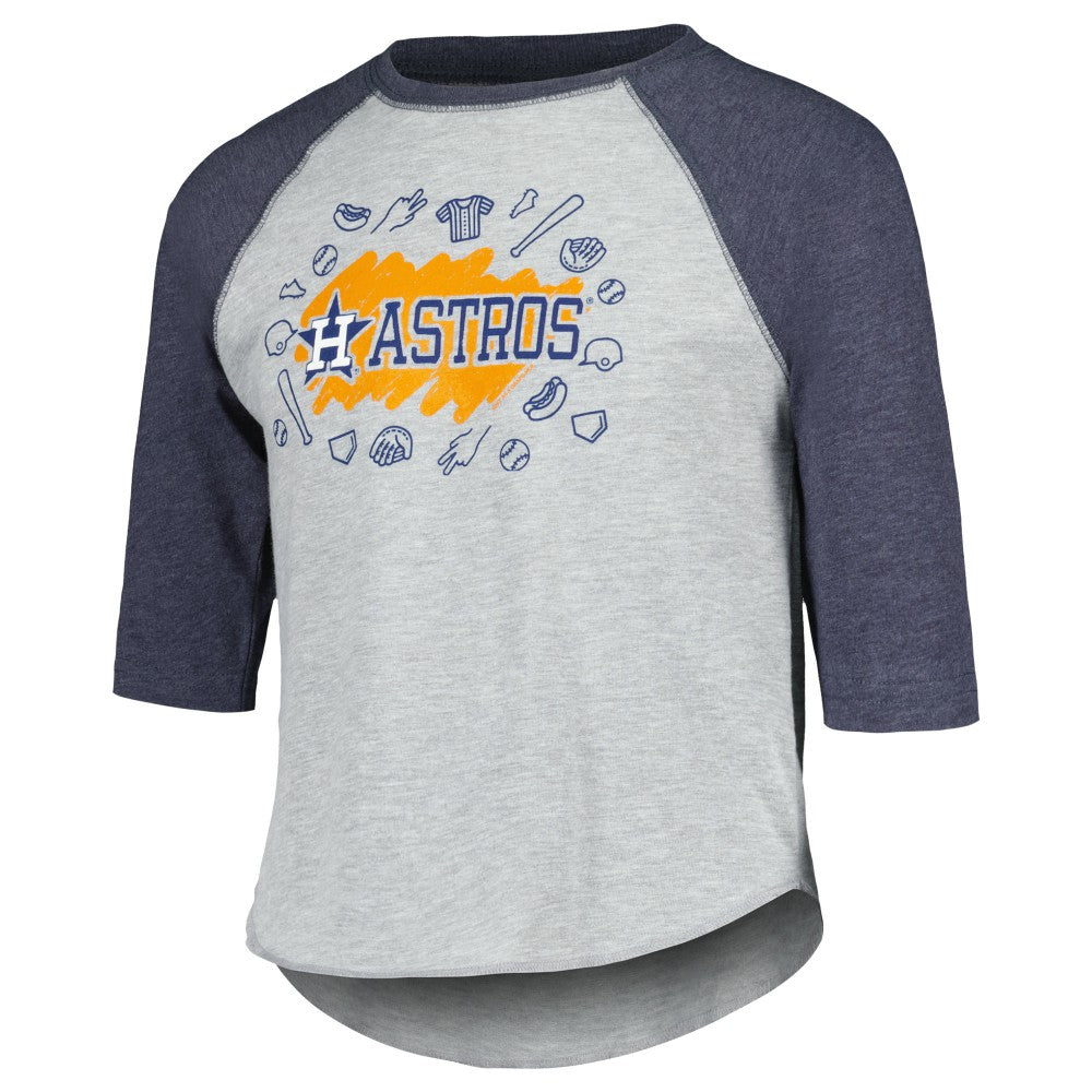 Houston Astros Soft as a Grape Youth Raglan 3/4 Sleeve T-Shirt Online