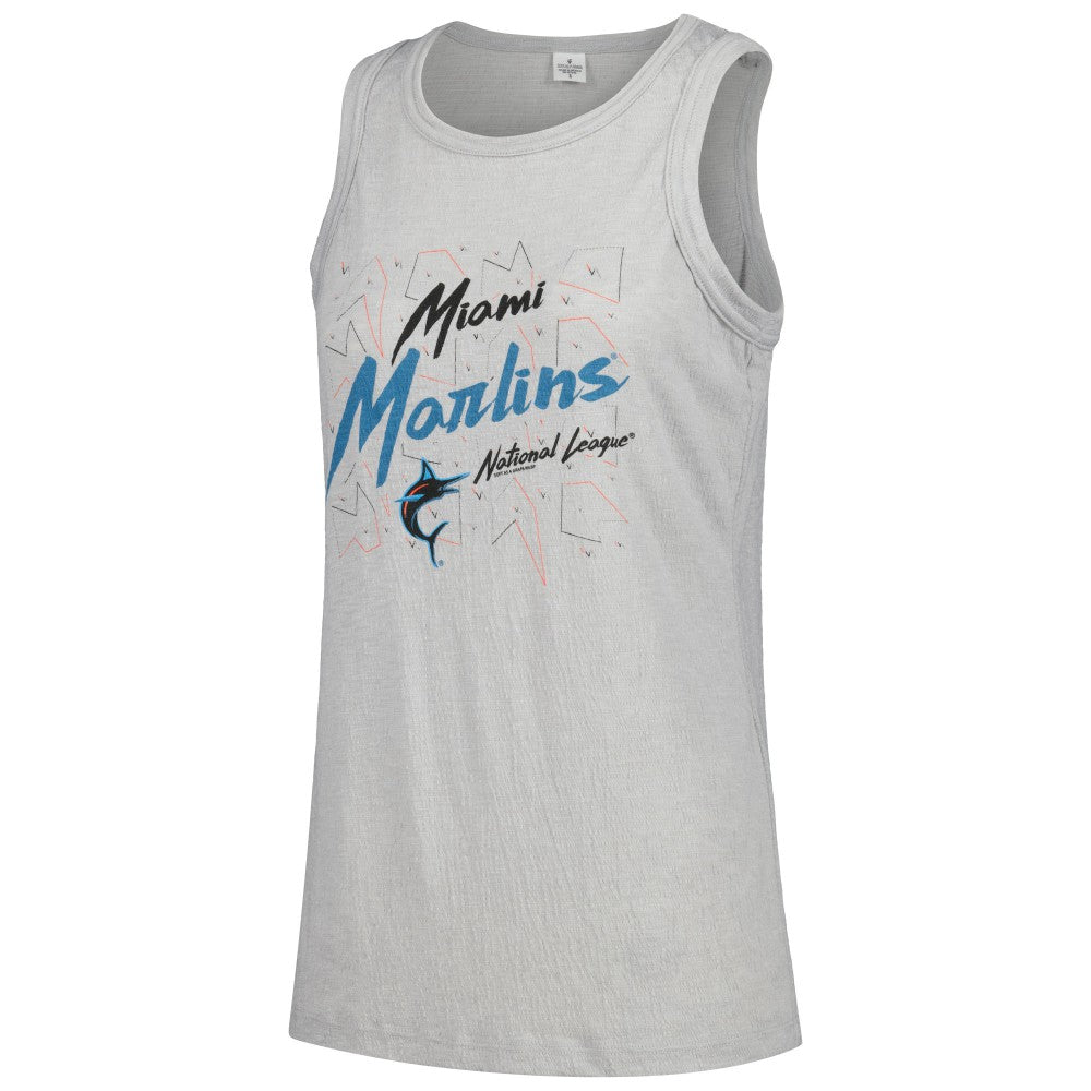 Miami Marlins Soft as a Grape Women's Gauze High Neck Tank Top Clearance