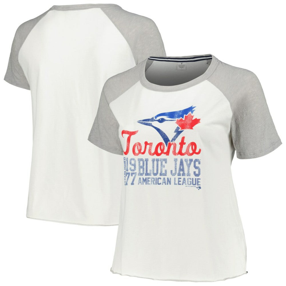 Toronto Blue Jays Soft as a Grape Women's Plus Size Baseball Raglan T-Shirt Sale
