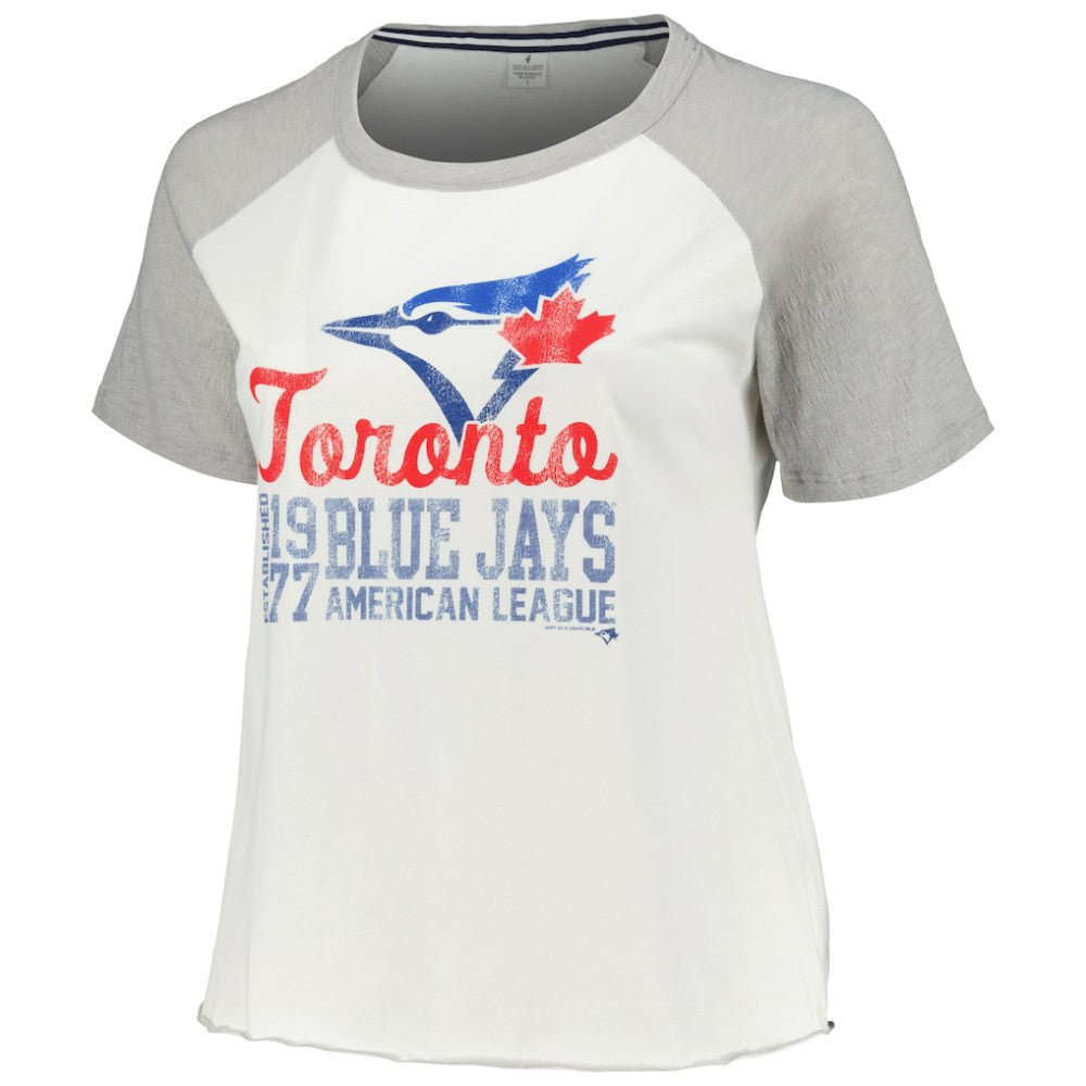 Toronto Blue Jays Soft as a Grape Women's Plus Size Baseball Raglan T-Shirt Sale