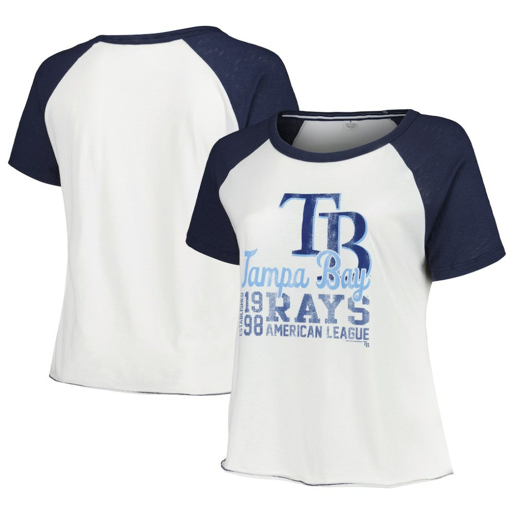 Tampa Bay Rays Soft as a Grape Women's Plus Size Baseball Raglan T-Shirt for sale