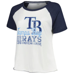 Tampa Bay Rays Soft as a Grape Women's Plus Size Baseball Raglan T-Shirt for sale