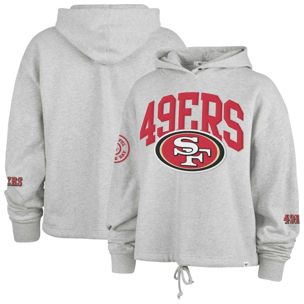 San Francisco 49ers '47 Women's High Hopes Long Sleeve Cropped Hoodie Heather Gray - 47 brand