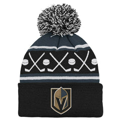 Vegas Golden Knights Preschool Faceoff Cuffed Knit Hat with Pom Black