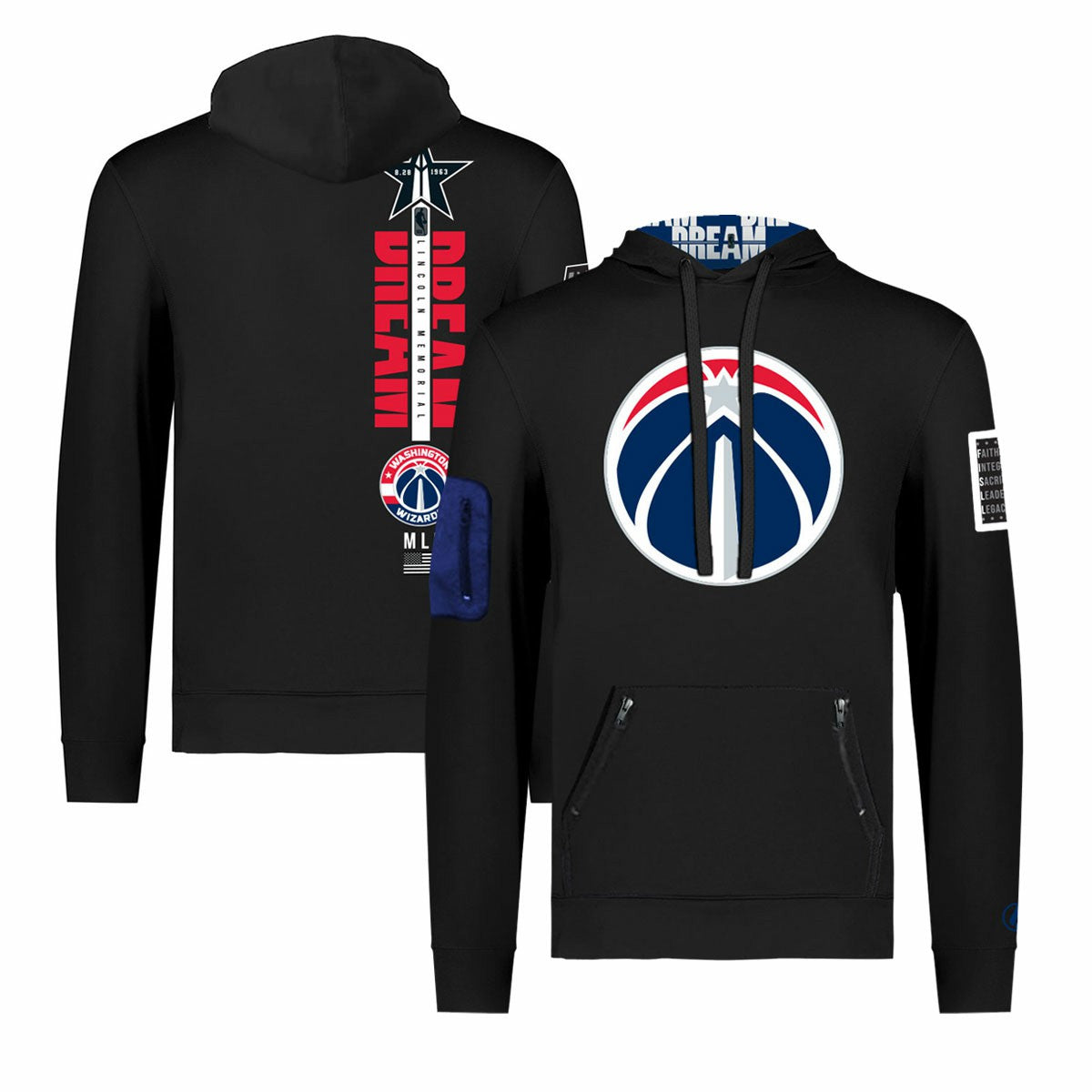 NBA - Washington Wizards FISLL x Black History Collection Unisex Pullover Hoodie - Black