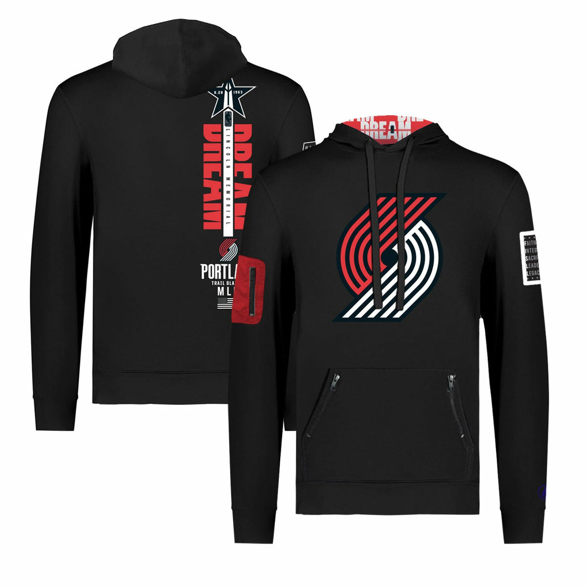 NBA - Portland Trail Blazers FISLL x Black History Collection Unisex Pullover Hoodie - Black