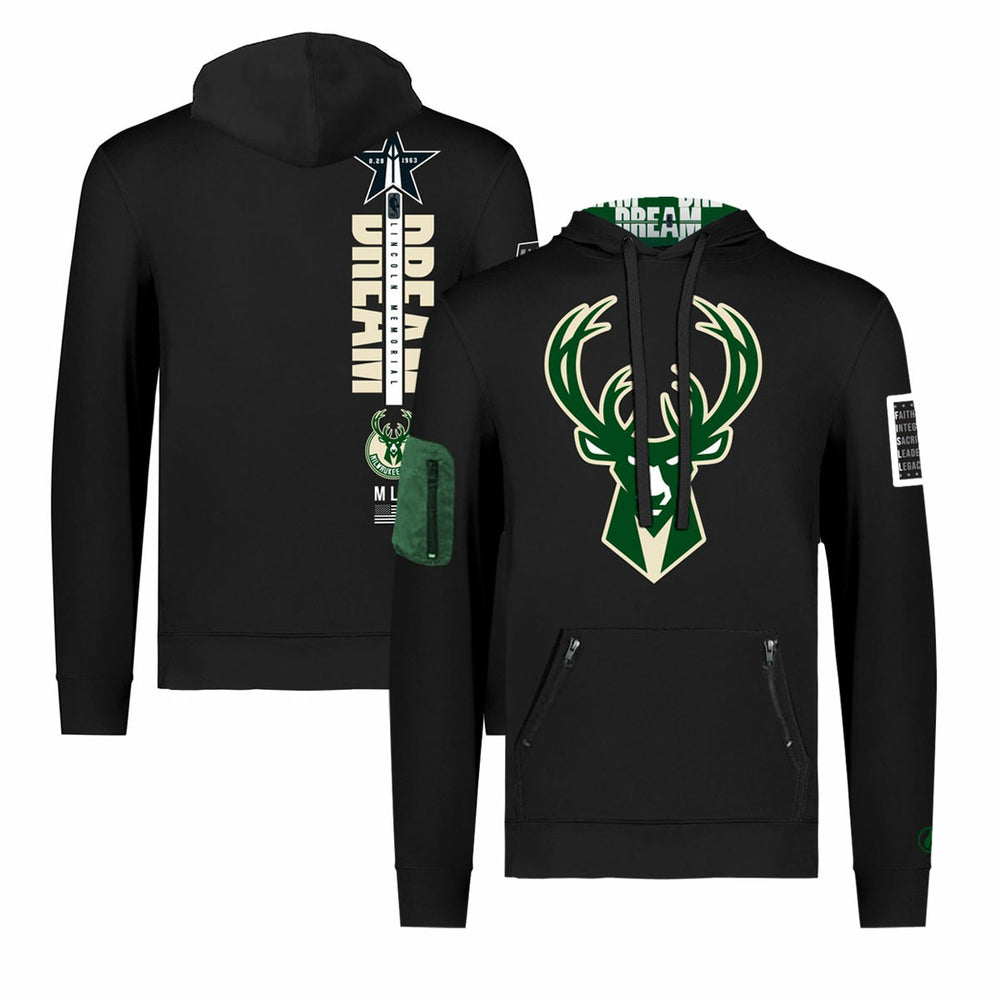 NBA - Milwaukee Bucks FISLL x Black History Collection Unisex Pullover Hoodie - Black