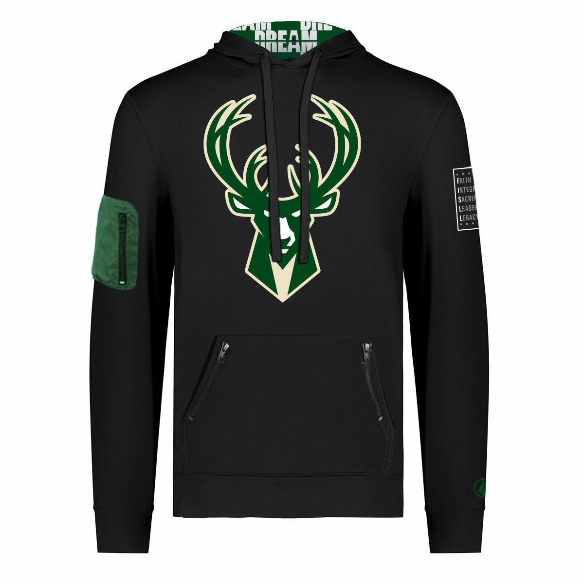 NBA - Milwaukee Bucks FISLL x Black History Collection Unisex Pullover Hoodie - Black