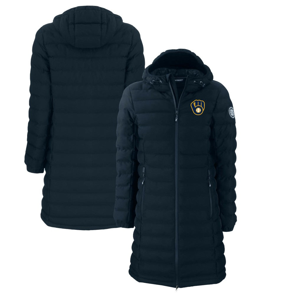 Milwaukee Brewers Cutter & Buck Women's Mission Ridge Repreve Eco Insulated Full-Zip Long Puffer Jacket Lifestyle