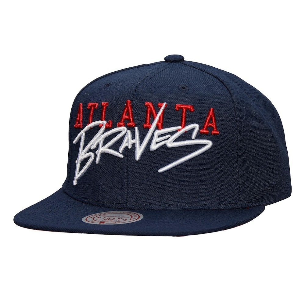Atlanta Braves Mitchell & Ness Team Tagged Snapback Hat Lifestyle