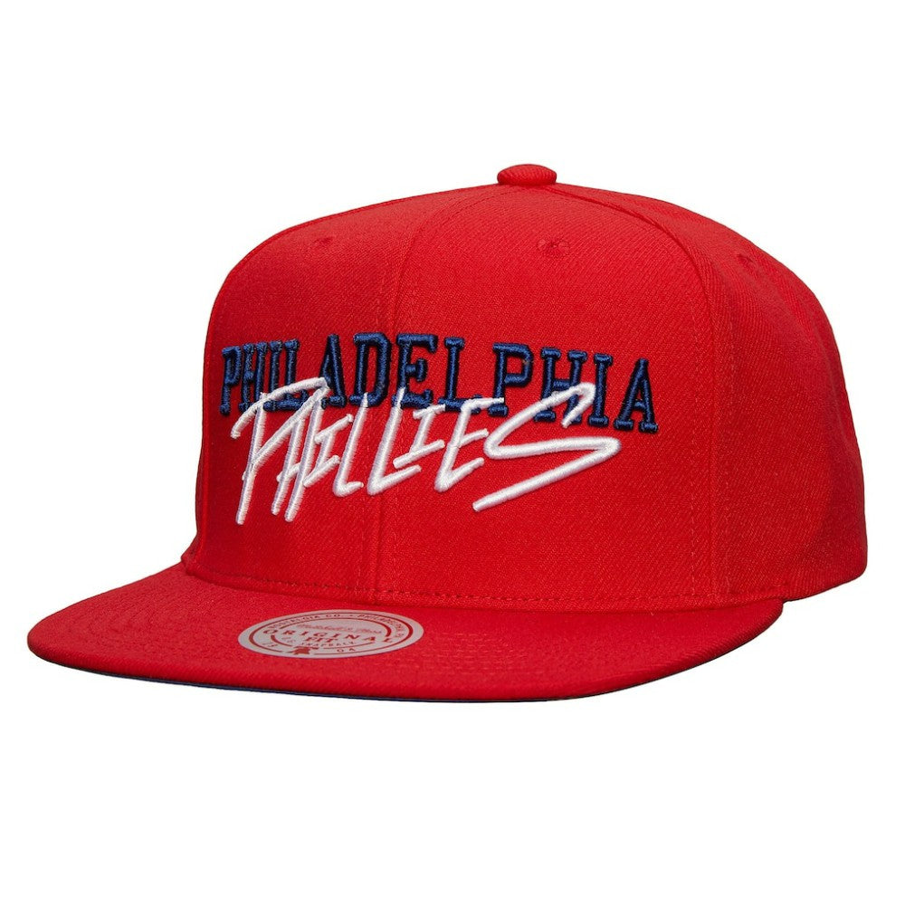 Philadelphia Phillies Mitchell & Ness Team Tagged Snapback Hat On Sale