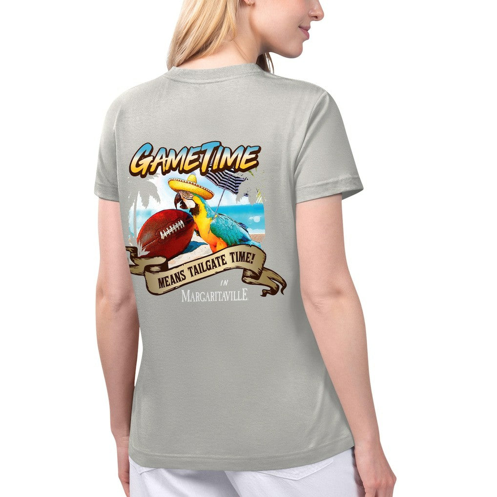 Las Vegas Raiders Margaritaville Women's Game Time V-Neck T-Shirt Gray - NFL