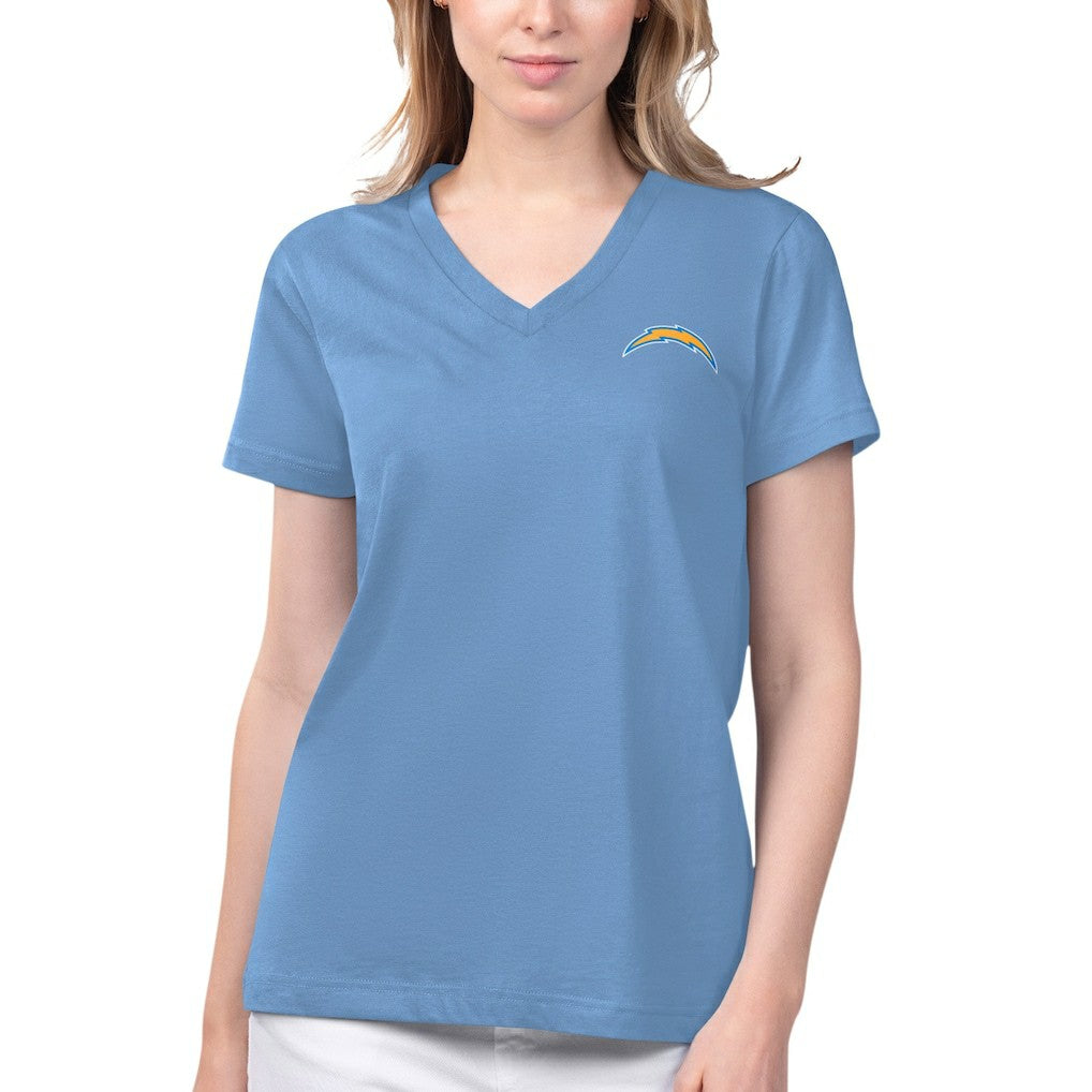 Los Angeles Chargers Margaritaville Women's Game Time V-Neck T-Shirt Blue - NFL