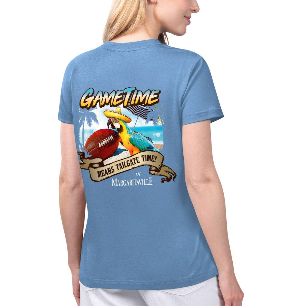 Los Angeles Rams Margaritaville Women's Game Time V-Neck T-Shirt Blue - NFL