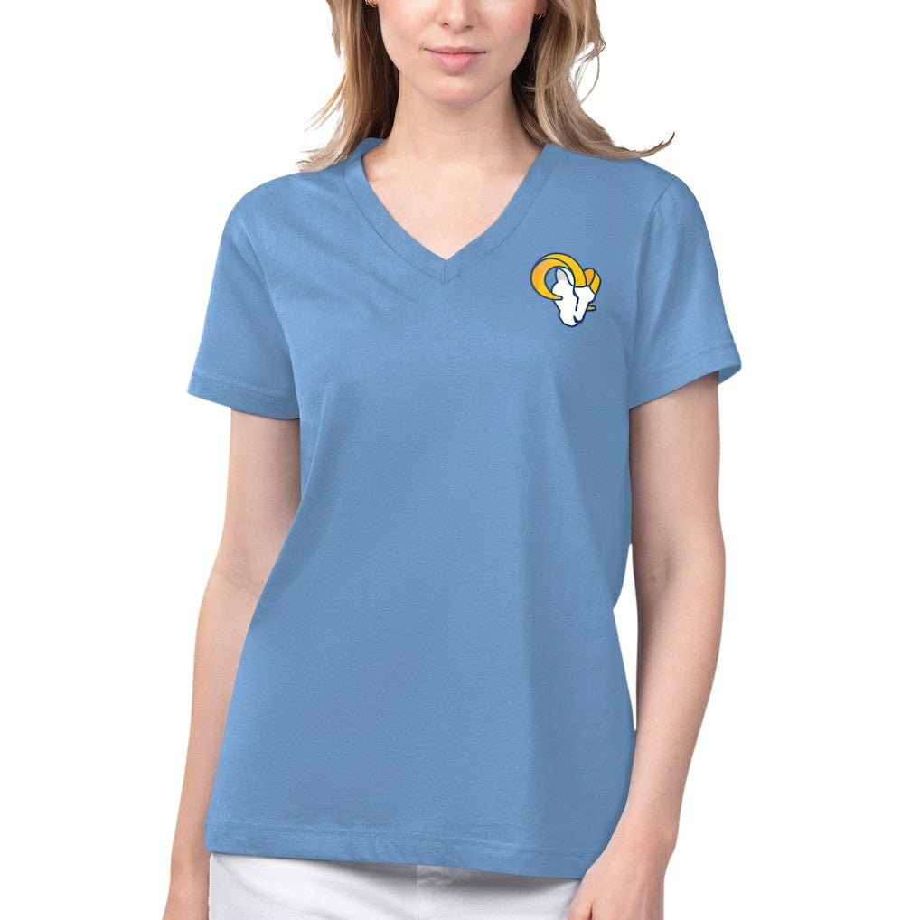 Los Angeles Rams Margaritaville Women's Game Time V-Neck T-Shirt Blue - NFL