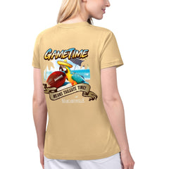 New Orleans Saints Margaritaville Women's Game Time V-Neck T-Shirt Gold - NFL