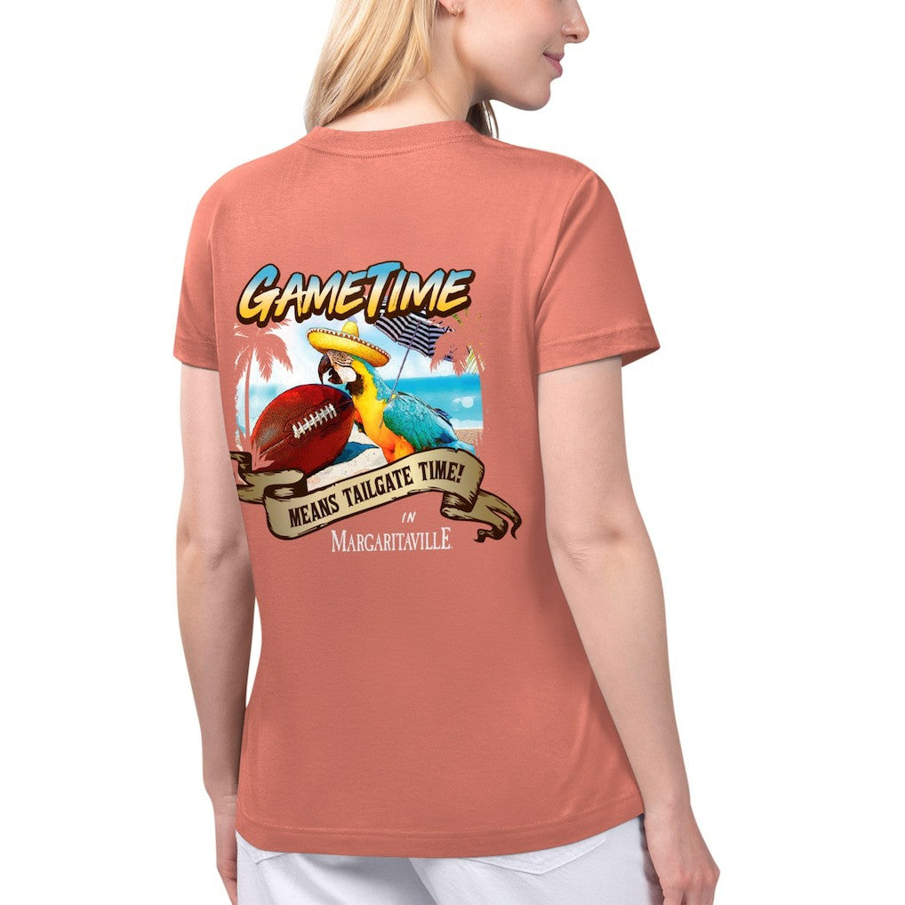 San Francisco 49ers Margaritaville Women's Game Time V-Neck T-Shirt Coral - NFL