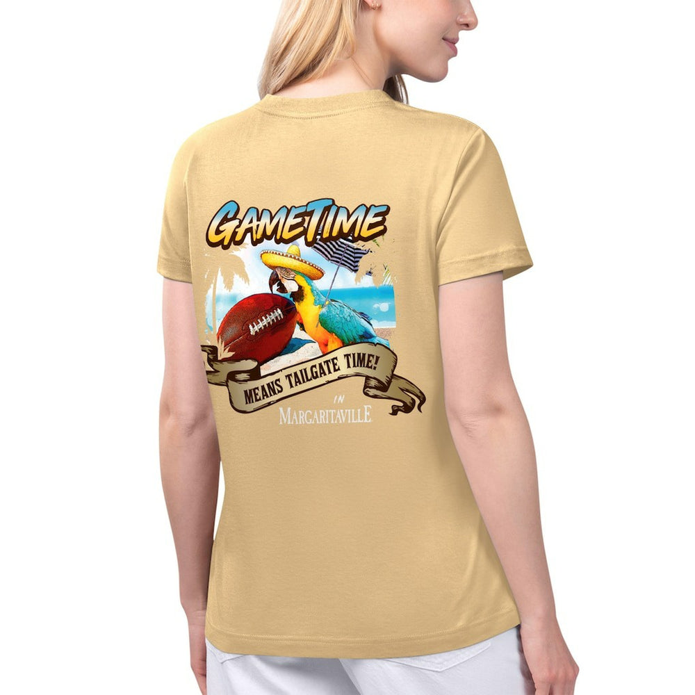 Kansas City Chiefs Margaritaville Women's Game Time V-Neck T-Shirt Gold - NFL