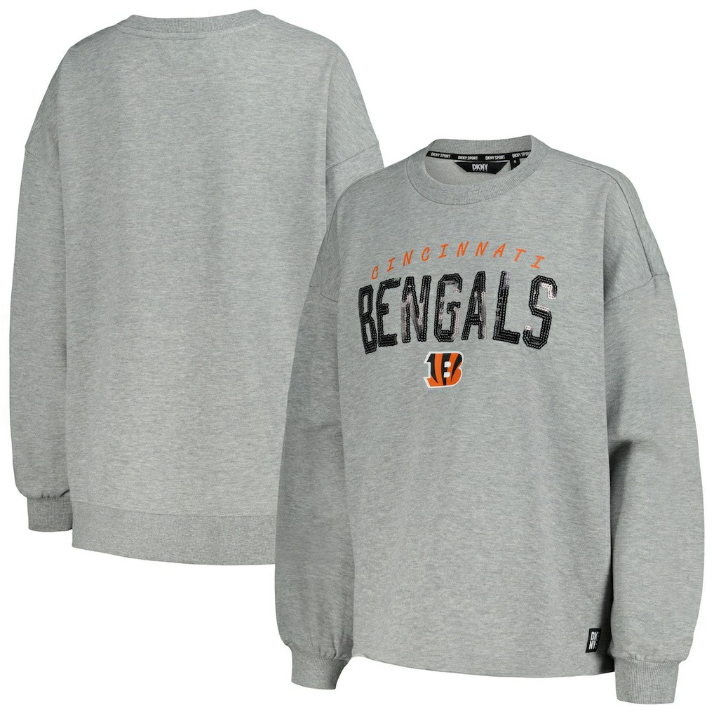 Cincinnati Bengals DKNY Sport Women's Penelope Pullover Sweatshirt Heather Charcoal - NFL