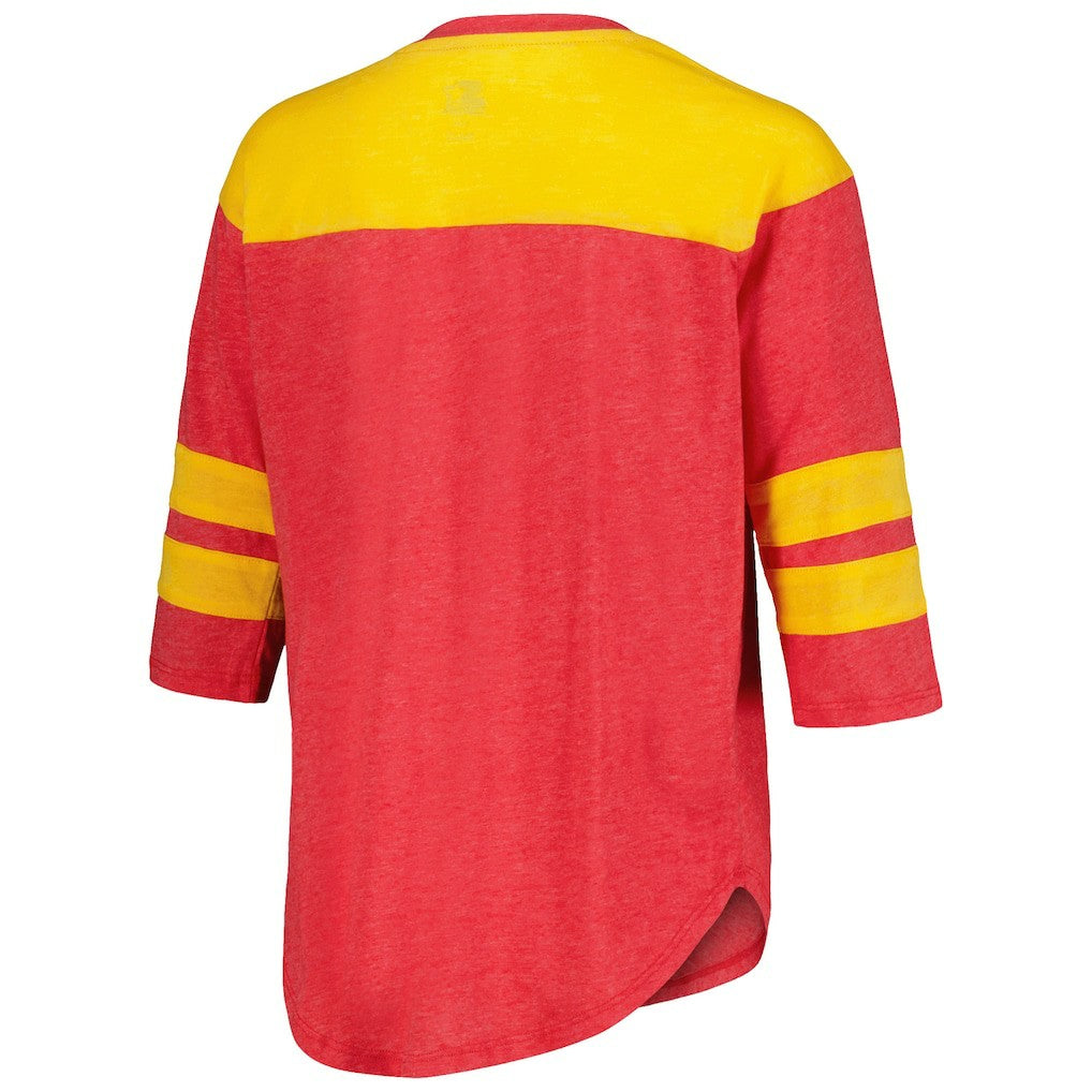 Kansas City Chiefs Starter Women's Fullback Tri-Blend 3/4-Sleeve T-Shirt Red - NFL