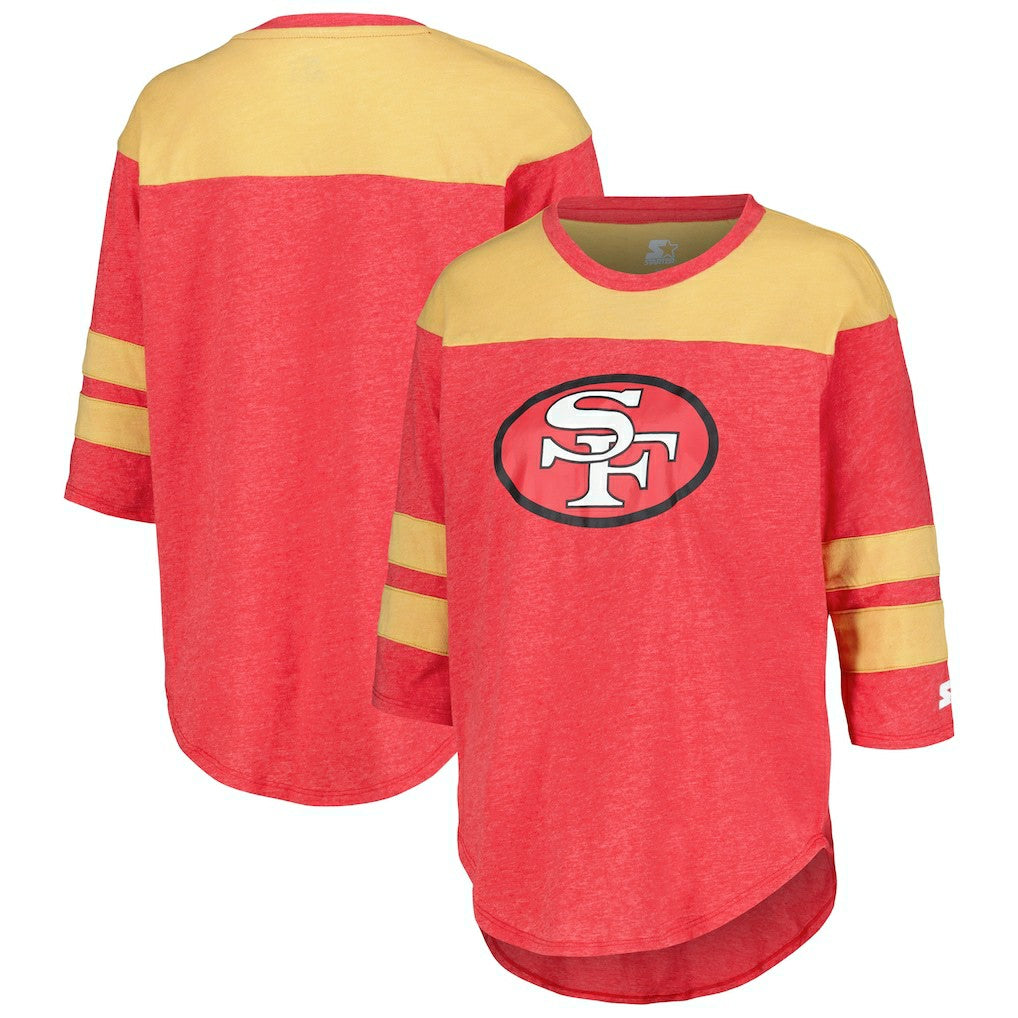 San Francisco 49ers Starter Women's Fullback Tri-Blend 3/4-Sleeve T-Shirt Scarlet - NFL