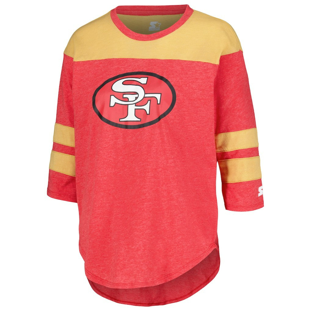 San Francisco 49ers Starter Women's Fullback Tri-Blend 3/4-Sleeve T-Shirt Scarlet - NFL