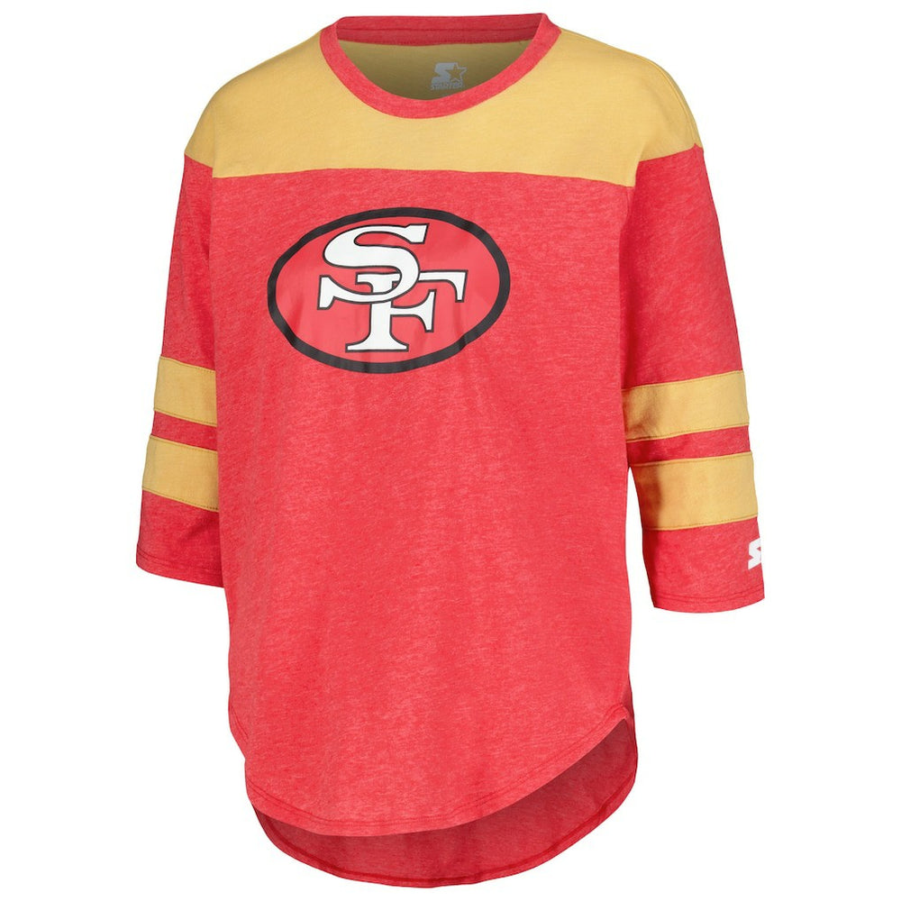 San Francisco 49ers Starter Women's Fullback Tri-Blend 3/4-Sleeve T-Shirt Scarlet - NFL